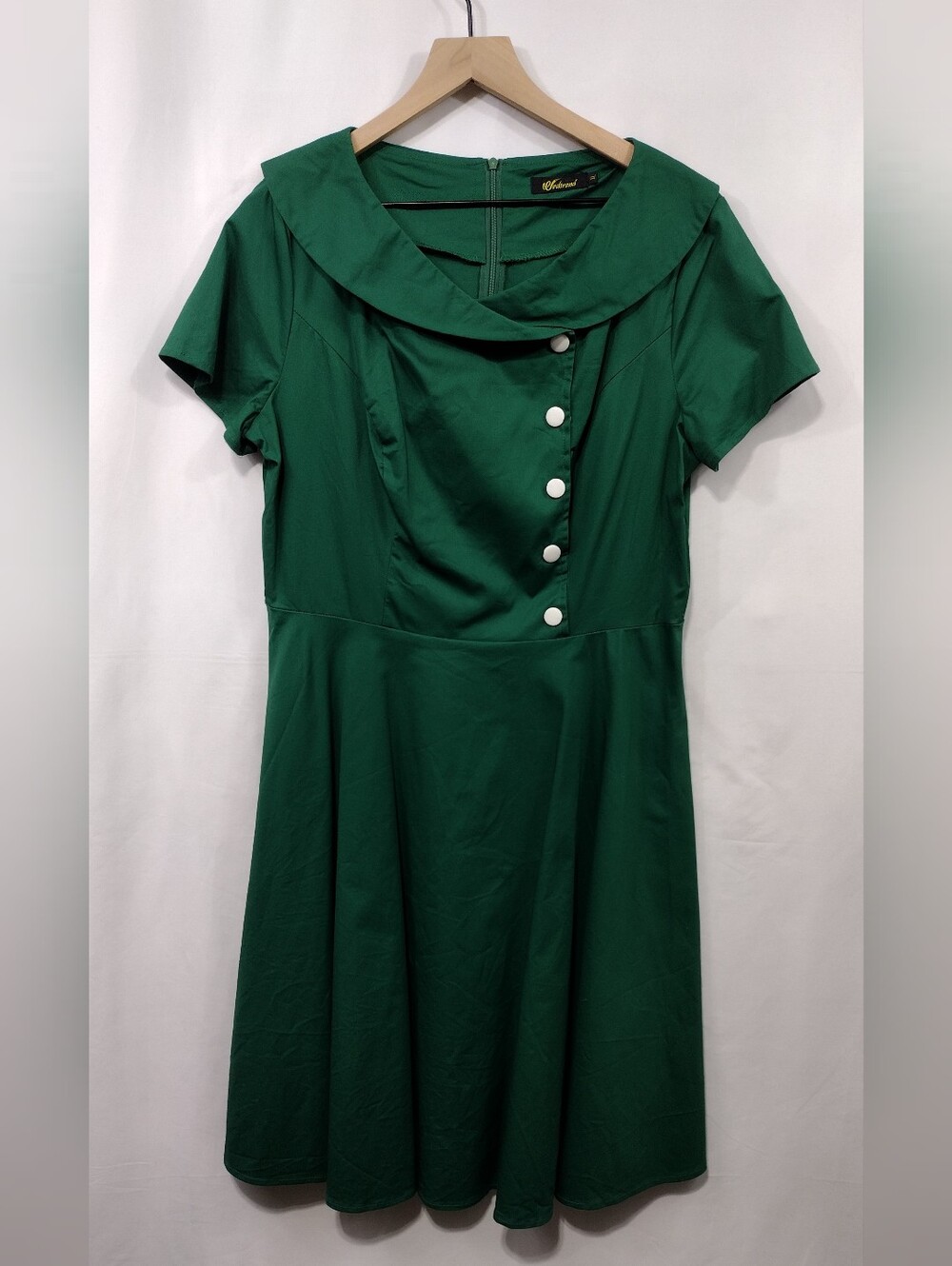 Wedtrend Vintage-Inspired Fit & Flare Dress Womens L Emerald Green Sailer Preppy